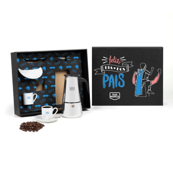 Brinde Presente Dia dos Pais Personalizado Kit Café Cafeteira Italiana SMKT-90570-PAI