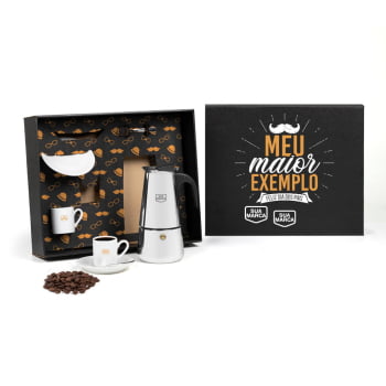Brinde Presente Dia dos Pais Personalizado Kit Café Cafeteira Italiana SMKT-90570-PAI