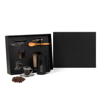 Brinde Presente Dia dos Pais Personalizado Kit Café Cafeteira Prensa Francesa SMKT-90574-PAI