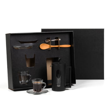 Brinde Presente Dia dos Pais Personalizado Kit Café Cafeteira Prensa Francesa SMKT-90574-PAI