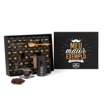 Brinde Presente Dia dos Pais Personalizado Kit Café Cafeteira Prensa Francesa SMKT-90574-PAI