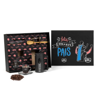Brinde Presente Dia dos Pais Personalizado Kit Café Cafeteira Prensa Francesa SMKT-90574-PAI