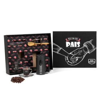 Brinde Presente Dia dos Pais Personalizado Kit Café Cafeteira Prensa Francesa SMKT-90574-PAI