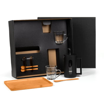 Brinde Presente Dia dos Pais Personalizado Kit Café Cafeteira Prensa Francesa SMKT-90576-PAI