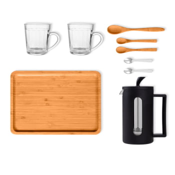 Brinde Presente Dia dos Pais Personalizado Kit Café Cafeteira Prensa Francesa SMKT-90576-PAI