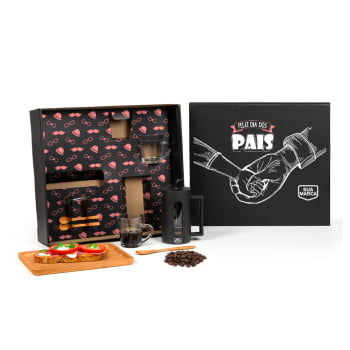 Brinde Presente Dia dos Pais Personalizado Kit Café Cafeteira Prensa Francesa SMKT-90576-PAI