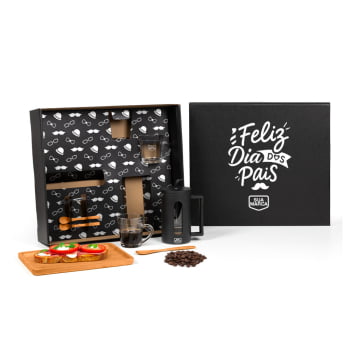 Brinde Presente Dia dos Pais Personalizado Kit Café Cafeteira Prensa Francesa SMKT-90576-PAI