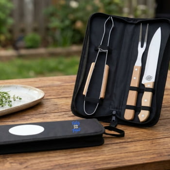 Brinde Presente Dia dos Pais Personalizado Kit Churrasco 3 Peças Com Estojo X18891-PAI