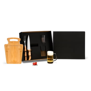 Brinde Presente Dia dos Pais Personalizado Kit Churrasco Bambu e Caneca SMKT-90511-PAI