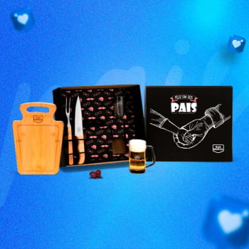 Brinde Presente Dia dos Pais Personalizado Kit Churrasco Bambu e Caneca SMKT-90511-PAI