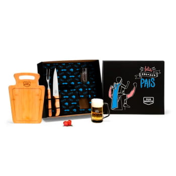 Brinde Presente Dia dos Pais Personalizado Kit Churrasco Bambu e Caneca SMKT-90511-PAI