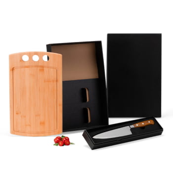 Brinde Presente Dia dos Pais Personalizado Kit Churrasco Bambu e Faca SMME-21263-PAI