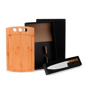 Brinde Presente Dia dos Pais Personalizado Kit Churrasco Bambu e Faca SMME-21263-PAI