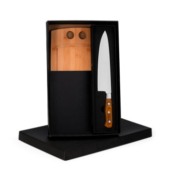Brinde Presente Dia dos Pais Personalizado Kit Churrasco Bambu e Faca SMME-21263-PAI