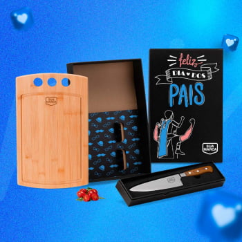 Brinde Presente Dia dos Pais Personalizado Kit Churrasco Bambu e Faca SMME-21263-PAI