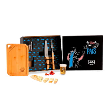 Brinde Presente Dia dos Pais Personalizado Kit Churrasco Bambu e Vidro SMKT-90481-PAI
