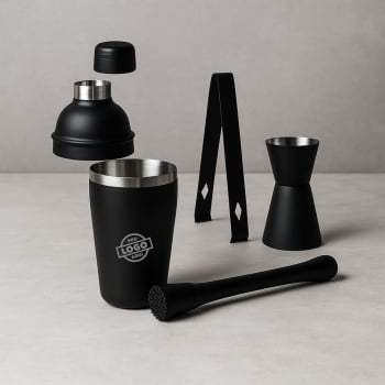 Brinde Presente Dia dos Pais Personalizado Kit Coqueteleira Personalizada Aço Inox 500 ML ASIKCQ100-PAI