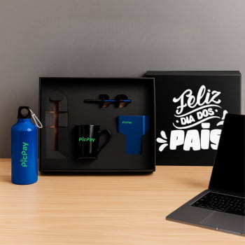 Brinde Presente Dia dos Pais Personalizado Kit Garrafa e Acessórios Personalizado 4 Peças SMKT-90356-PAI