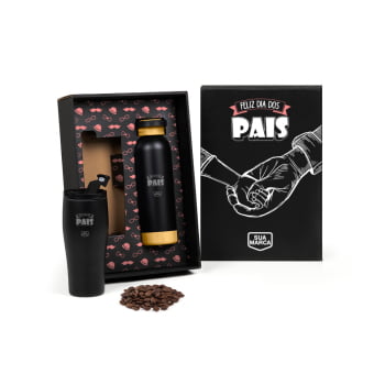 Brinde Presente Dia dos Pais Personalizado Kit Garrafa e Copo SMKT-90568-PAI