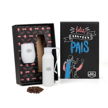 Brinde Presente Dia dos Pais Personalizado Kit Garrafa e Copo SMKT-90577-PAI