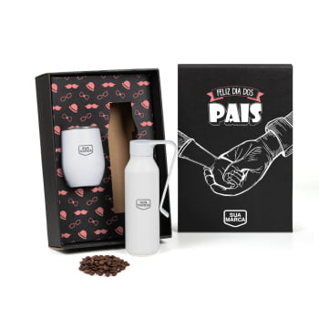 Brinde Presente Dia dos Pais Personalizado Kit Garrafa e Copo SMKT-90577-PAI