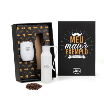 Brinde Presente Dia dos Pais Personalizado Kit Garrafa e Copo SMKT-90577-PAI