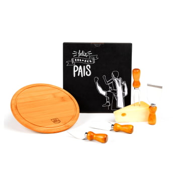 Brinde Presente Dia dos Pais Personalizado Kit Queijo 5 itens SMPD-15053-PAI