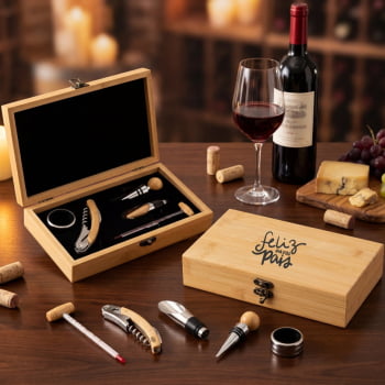 Brinde Presente Dia dos Pais Personalizado Kit Vinho 5 Peças X19131 Brinde Presente Dia dos Pais Personalizado Kit Vinho 5 Peças X19131