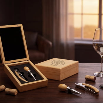 Brinde Presente Dia dos Pais Personalizado Kit Vinho Saca Rolha e Tampa de Bico 2 Peças X19132