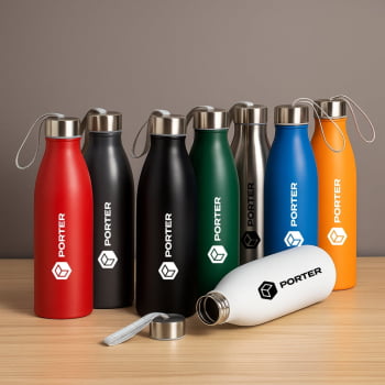 Brinde Presente Dia dos Pais Personalizado Squeeze Garrafa Aço Inox 750ml Fosco Tampa com Alça XGA18552-PAI