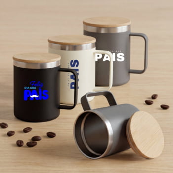 Brinde Presente Dia dos Pais Personalizado Caneca Térmica Inox 400ml ASICA9530 