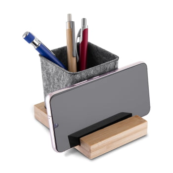 Porta Objetos Personalizado Feltro e Bambu ASIPCL120 Brinde Personalizado