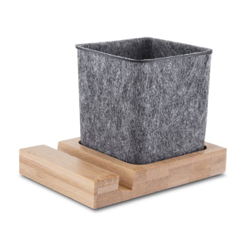 Porta Objetos Personalizado Feltro e Bambu ASIPCL120 Brinde Personalizado