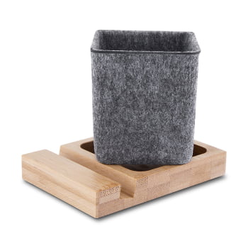 Porta Objetos Personalizado Feltro e Bambu ASIPCL120 Brinde Personalizado