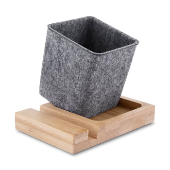 Porta Objetos Personalizado Feltro e Bambu ASIPCL120 Brinde Personalizado