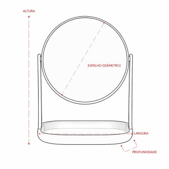 Espelho de Mesa Personalizado Plástico Redonda X19096 Brinde Personalizado