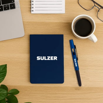 Brinde Aniversário de Empresa Personalizado Bloco de Anotações Azul 100 Folhas SMLE-32733-ADE Brinde Personalizado