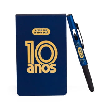 Brinde Aniversário de Empresa Personalizado Bloco de Anotações Azul 100 Folhas SMLE-32733-ADE Brinde Personalizado