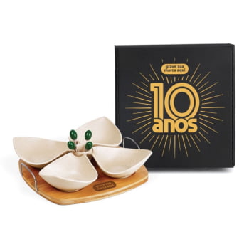 Brinde Aniversário de Empresa Personalizado Kit Petisco Bambu e Inox 10 Peças SMPD-03323-ADE Brindes Personalizados