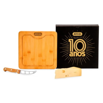 Brinde Aniversário de Empresa Personalizado Kit Queijo Bambu e Inox 2 Peças SMPD-80073-ADE Brindes Personalizados