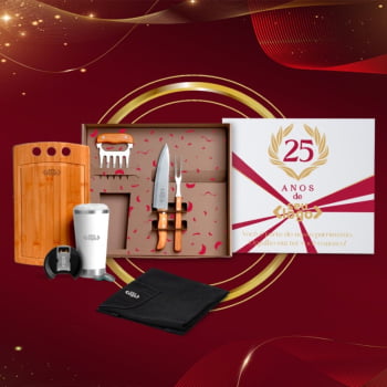 Brinde de Tempo de Casa Colaborador Personalizado Kit Churrasco 6 Peças Com Copo Térmico SMKT-90301-TDCC Brindes Personalizados