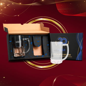 Brinde de Tempo de Casa Colaborador Personalizado Kit Caneca 340 ML Para Chopp SMKT-90024-TDCC Brinde Personalizado