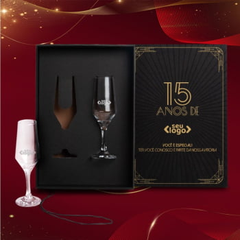 Brinde de Tempo de Casa Colaborador Personalizado Kit Taças Vidro 186 ML SMVI-08722-TDCC Brinde Personalizado