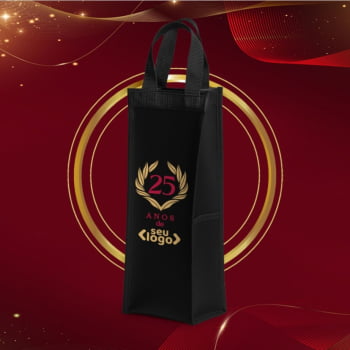 Brinde de Tempo de Casa Colaborador Personalizado Porta Vinho Corvim Preto SMPV-03001-TDCC Brinde Personalizado