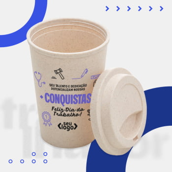 Dia do Trabalho Personalizado Copo Fibra de Bambu 450 ML SMIC-01450-TRB Brinde Personalizado