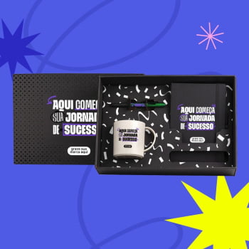 Kit Boas Vindas Caneca, Caderneta e Caneta SMKT-9044L-BV Brindes Personalizados