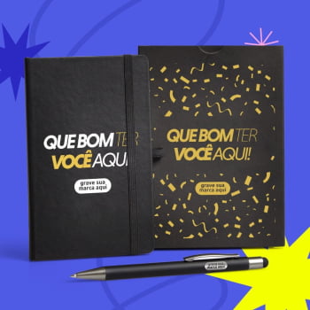 Kit Boas Vindas Personalizado Caderneta com Caneta SMLE-31871-BV Brindes Personalizados Kit Boas Vindas Personalizado Caderneta com Caneta SMLE-31871-BV Brindes Personalizados