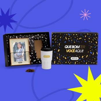 Kit Boas Vindas Personalizado Copo Térmico e Porta Retrato SMKT-90506-BV Brindes Personalizados Kit Boas Vindas Personalizado Copo Térmico e Porta Retrato SMKT-90506-BV Brindes Personalizados