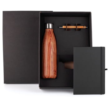 Kit Boas Vindas Personalizado Garrafa e Caderno SMKT-9043X-BV Brindes Personalizados