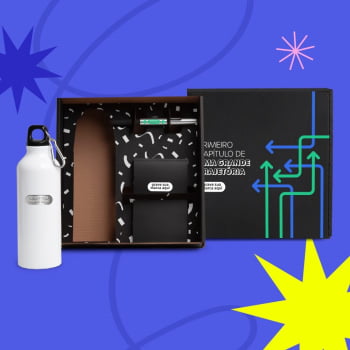 Kit Boas Vindas Personalizado Squeeze, Caneta e Bloco SMKT-90352-BV Brinde Personalizado